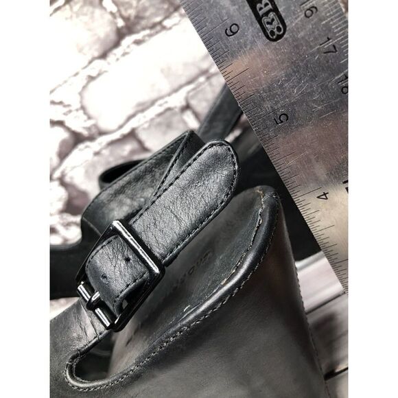 Chocolat Blu Cortez Black Leather Platform Wedge Strap Sandals Women Sz 9M US/40 - Picture 13 of 16